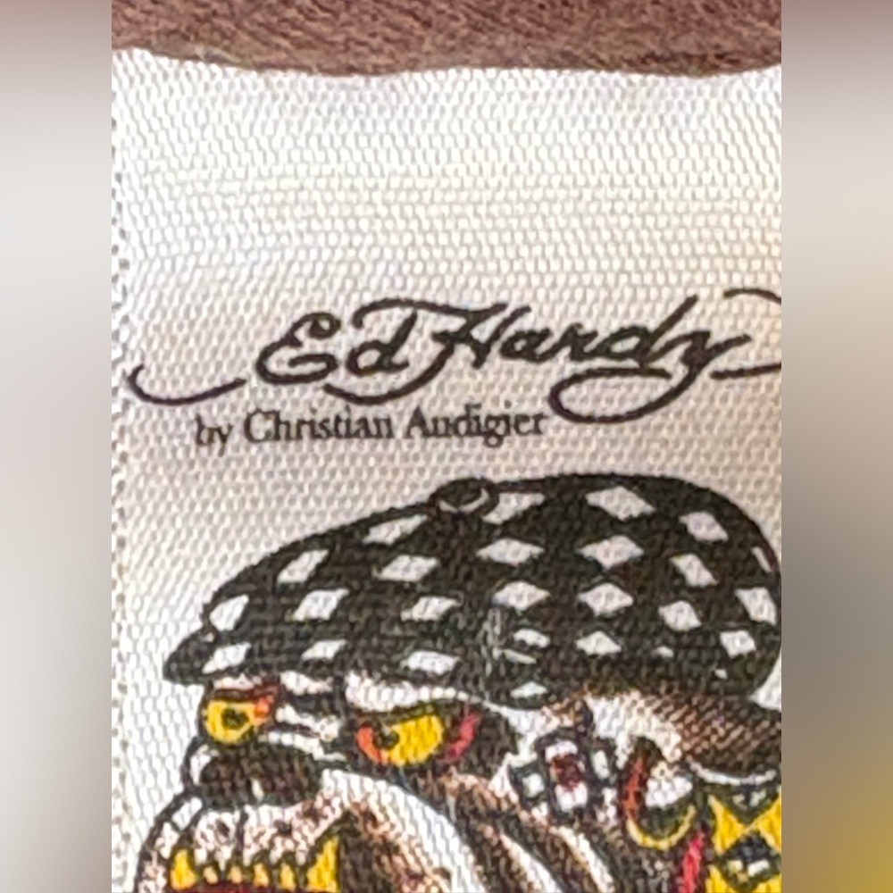 Ed Hardy - Y2K Era Brown Skull Graphic Tee - Size L - Picture 12 of 15